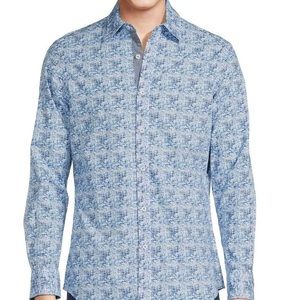 NWT Dillards Geometric Print Stretch Long Sleeve Woven Shirt